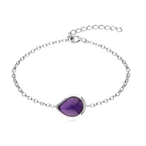 Sterling Silver Amethyst Teardrop Bracelet