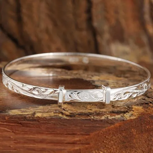 Sterling Silver Handcrafted Scroll Baby Bangle