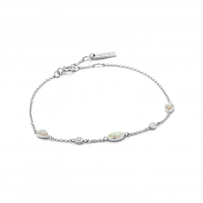Sterling Silver Rhodium Plated Opal Colour Bracelet B014-02H
