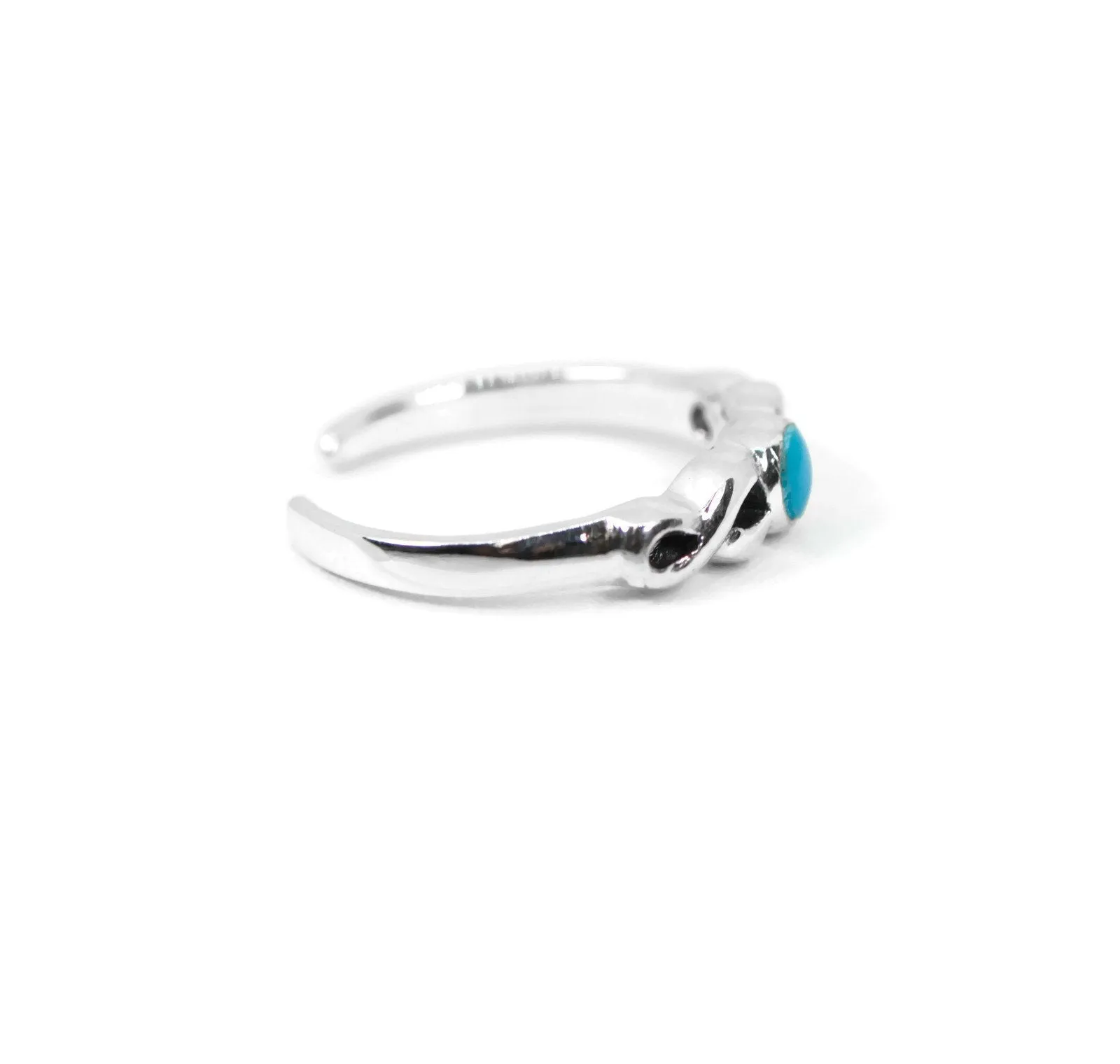 Sterling Silver Round Turquoise Infinity Toe Ring