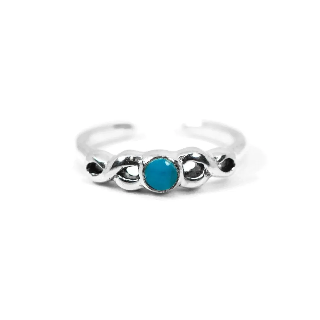 Sterling Silver Round Turquoise Infinity Toe Ring