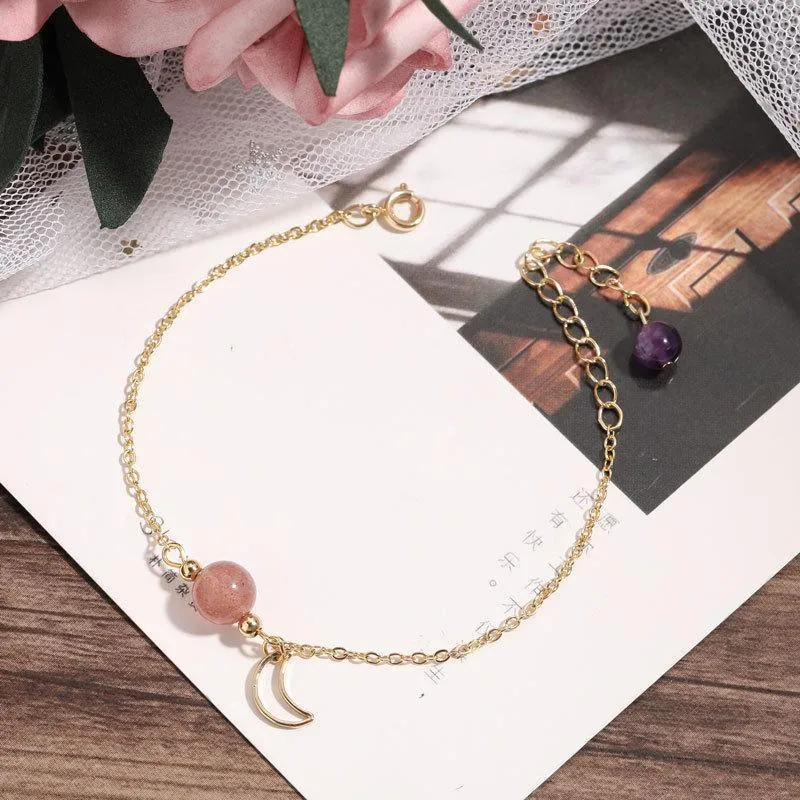 Strawberry & Amethyst Crystal Bracelet/Anklet