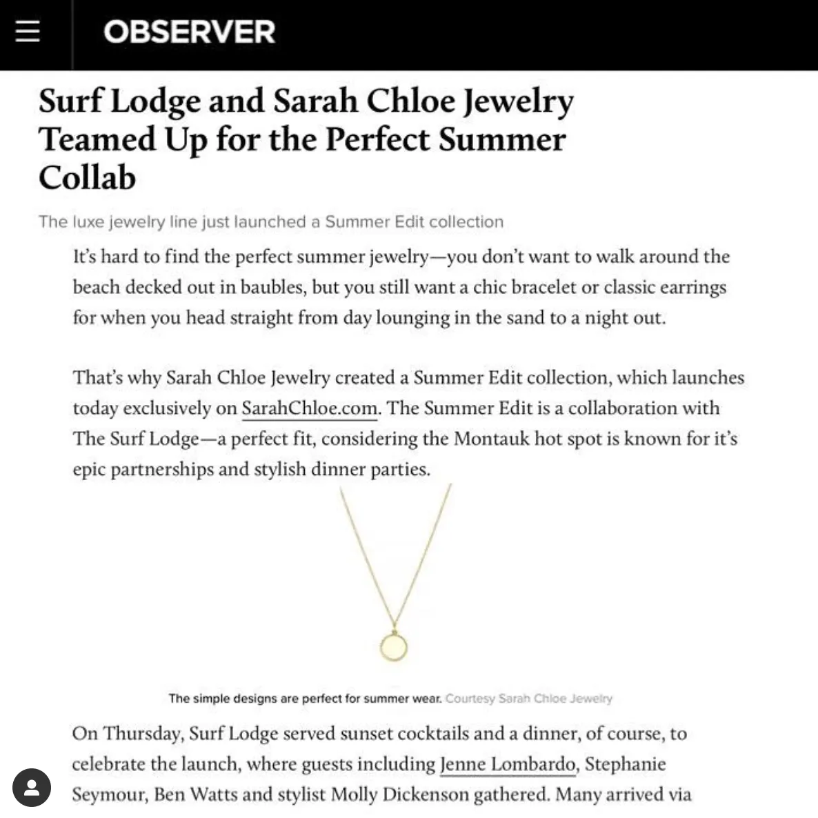 THE SURF LODGE x SARAH CHLOE MEDALLION