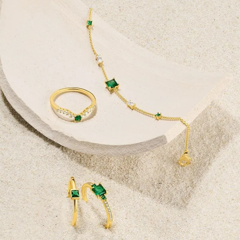 Thomas Sabo Bracelet With Green And White Stones Gold