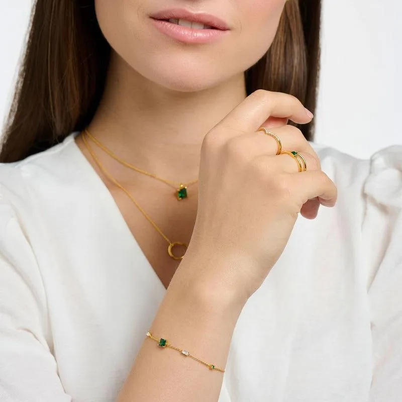 Thomas Sabo Bracelet With Green And White Stones Gold