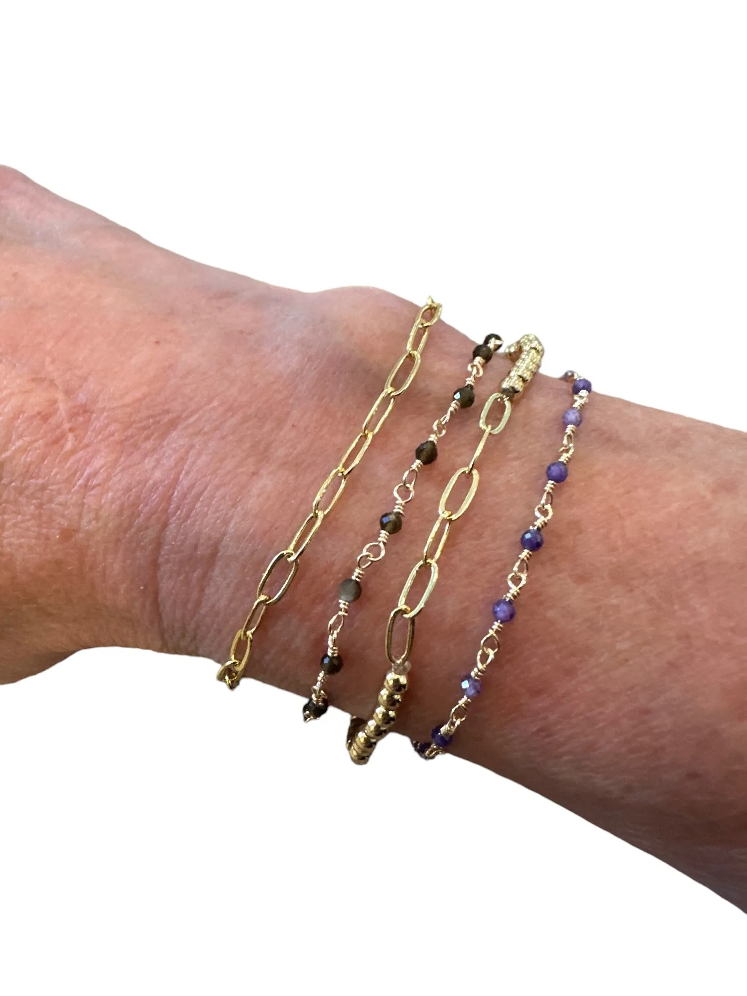 Tiny Beads Bracelet on Gold Chain