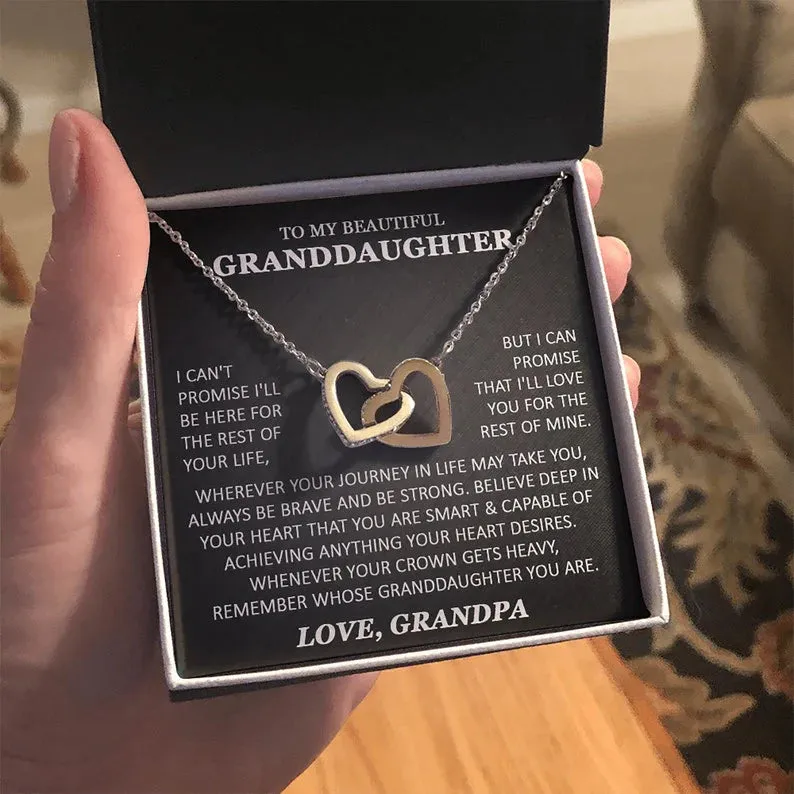 To My Beautiful Granddaughter Necklace, Granddaughter Gift from Grandpa, Grandma, Birthday Graduation Gift, Christmas Gift for Granddaughter