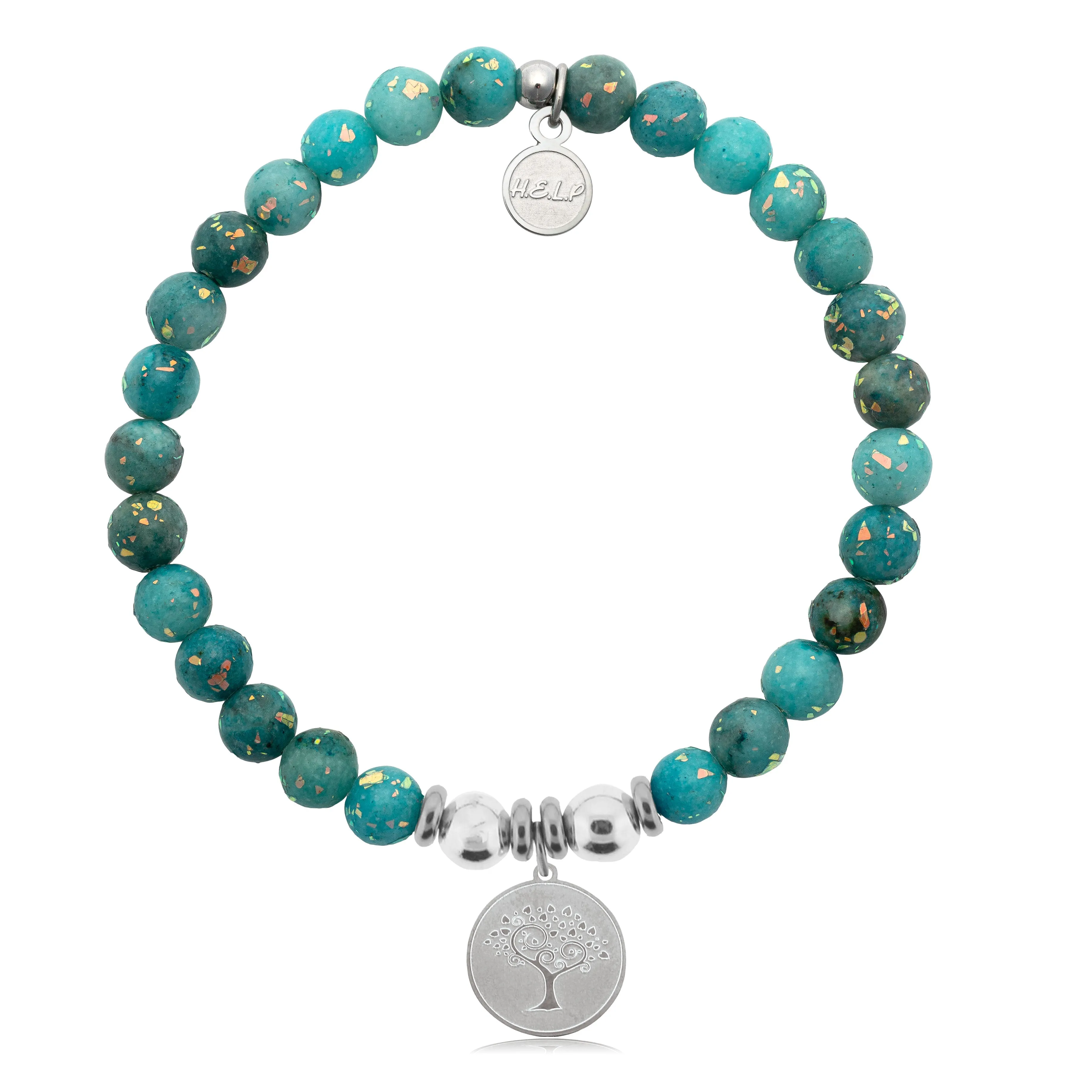 Tree of Life Charm with Blue Opal Jade Charity Bracelet