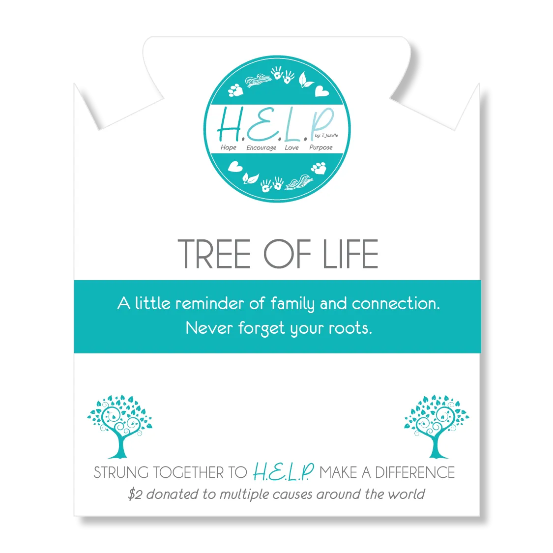Tree of Life Charm with Blue Opal Jade Charity Bracelet