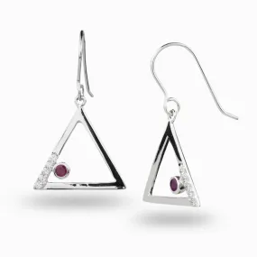 Triangulo: Ruby & Diamond Drop Earrings