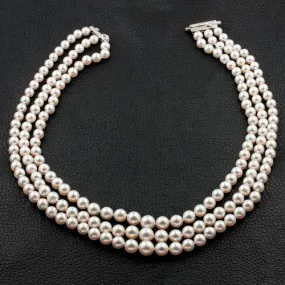 Triple Strand Pearl Necklace