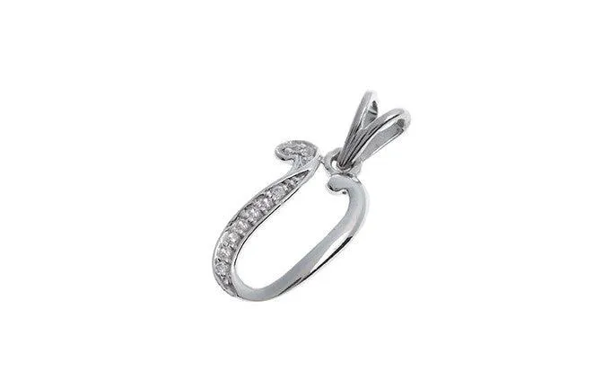 'U' Initial Pendant 18ct White Gold Cubic Zirconia (0.83g) P000U1