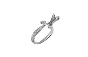 'U' Initial Pendant 18ct White Gold Cubic Zirconia (0.83g) P000U1