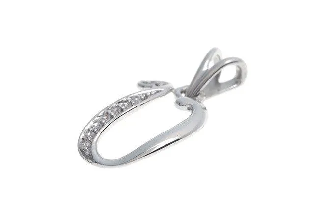 'U' Initial Pendant 18ct White Gold Cubic Zirconia (0.83g) P000U1