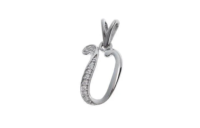 'U' Initial Pendant 18ct White Gold Cubic Zirconia (0.83g) P000U1