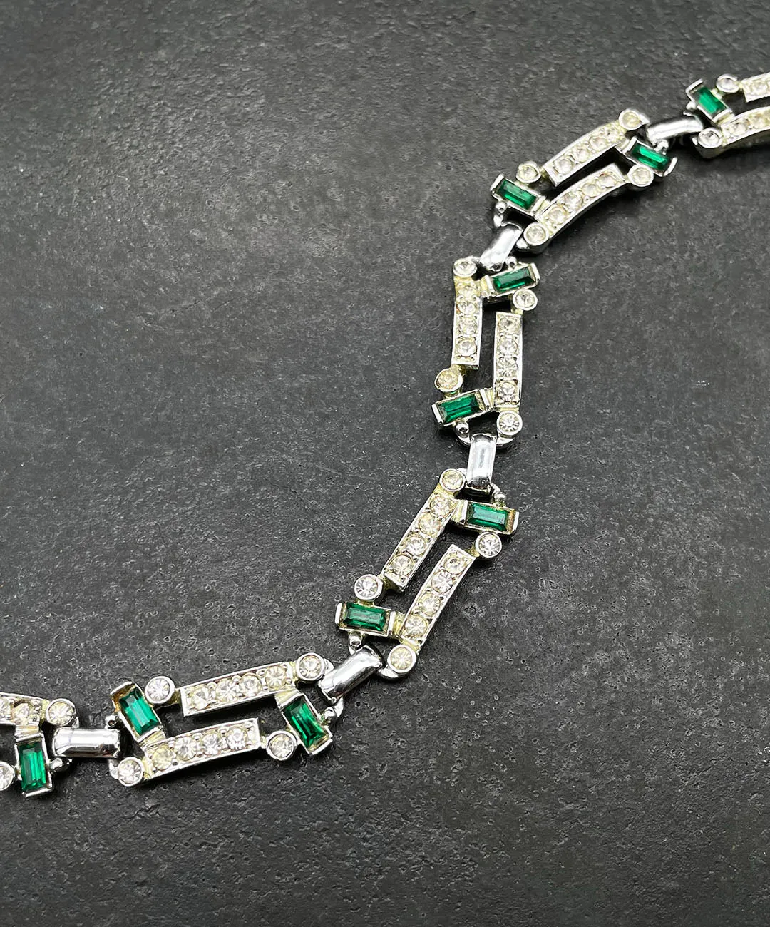 【UK買付】ヴィンテージ SARAH COV. エメラルド クリア ビジュー ブレスレット/Vintage SARAH COV. Emerald Bijou Bracelet