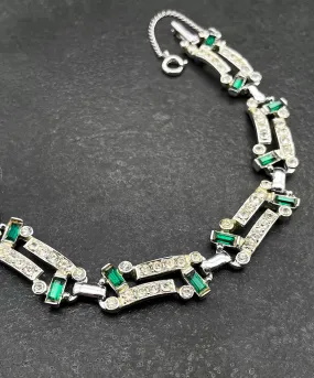 【UK買付】ヴィンテージ SARAH COV. エメラルド クリア ビジュー ブレスレット/Vintage SARAH COV. Emerald Bijou Bracelet