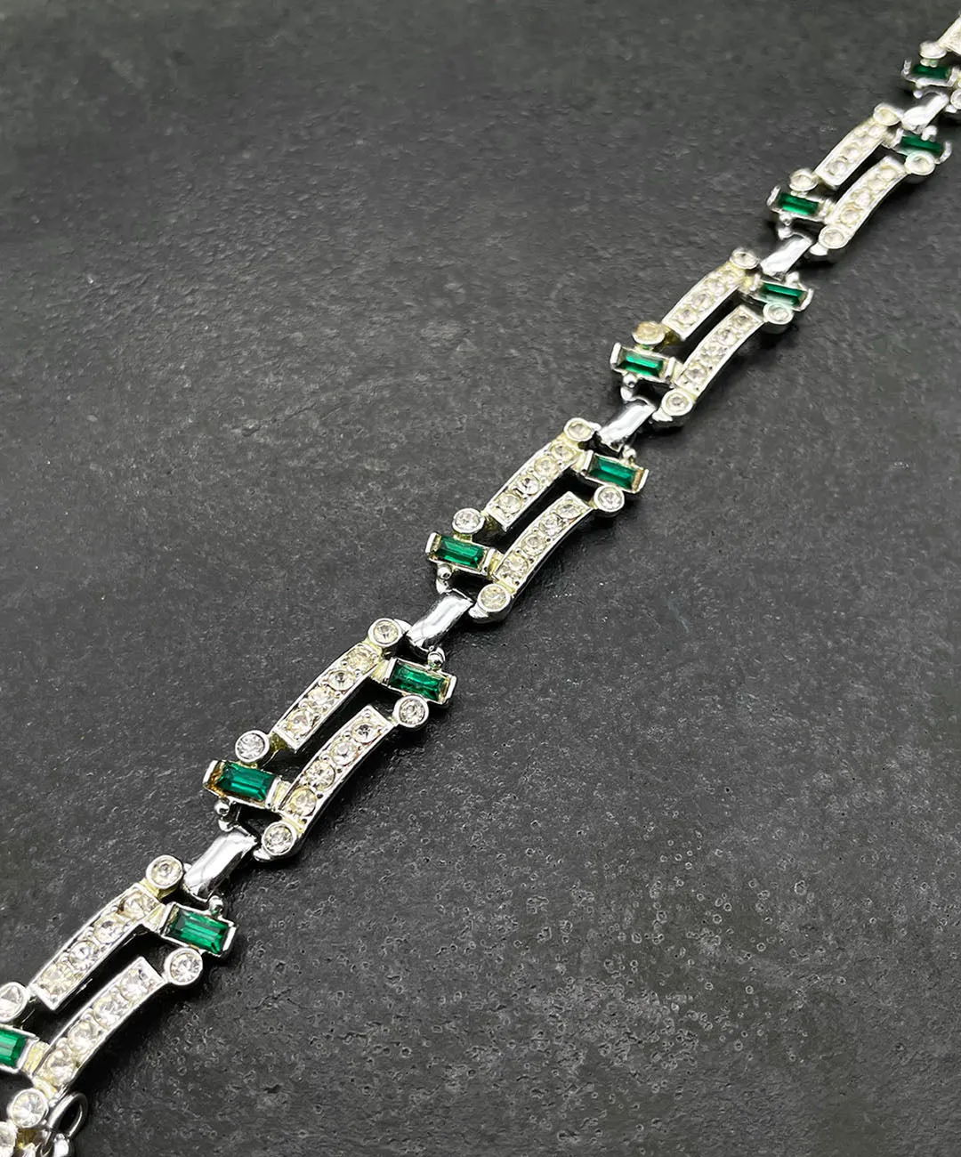 【UK買付】ヴィンテージ SARAH COV. エメラルド クリア ビジュー ブレスレット/Vintage SARAH COV. Emerald Bijou Bracelet