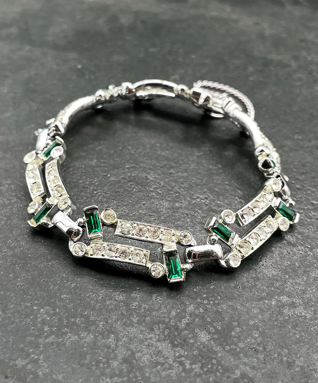 【UK買付】ヴィンテージ SARAH COV. エメラルド クリア ビジュー ブレスレット/Vintage SARAH COV. Emerald Bijou Bracelet