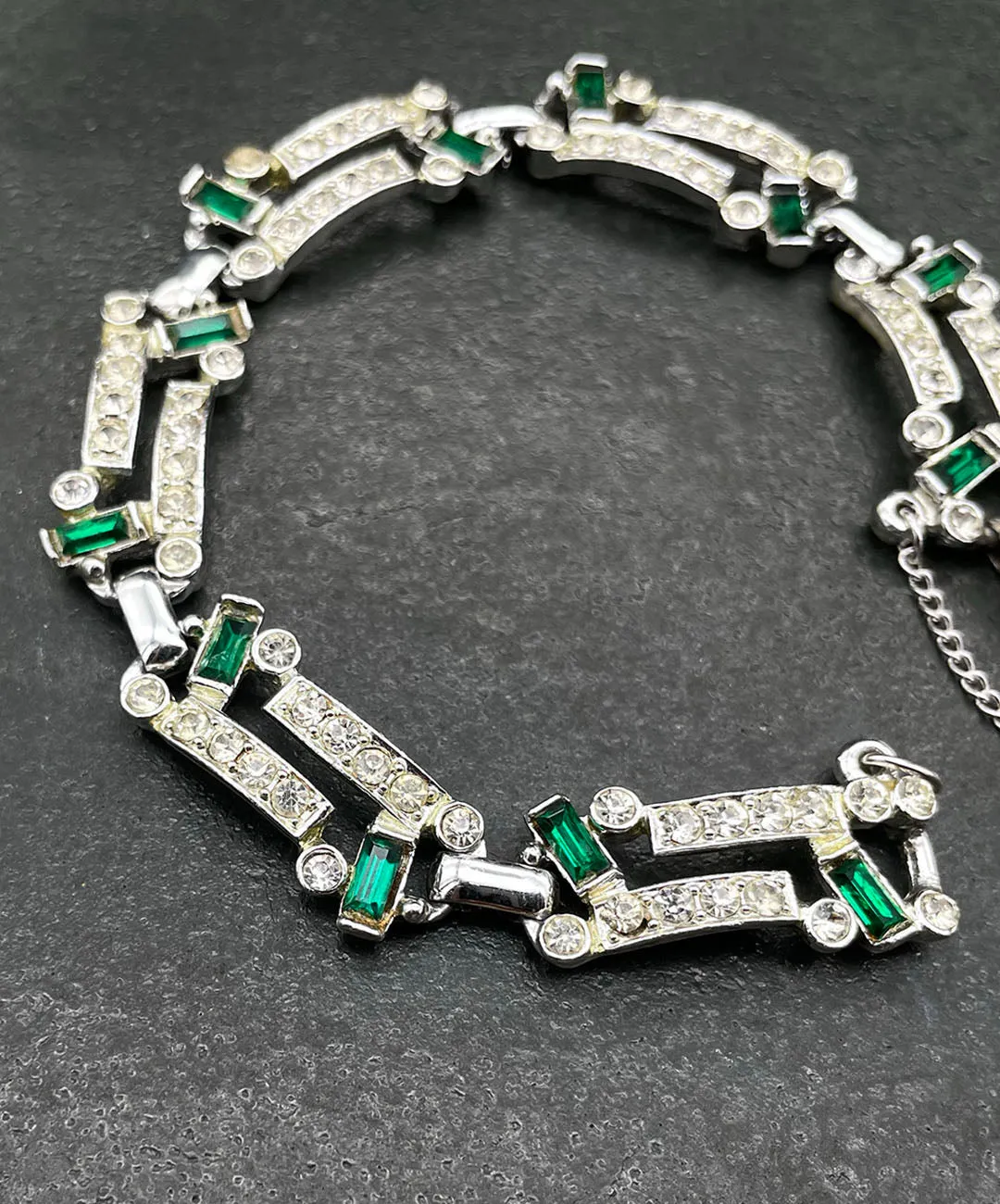 【UK買付】ヴィンテージ SARAH COV. エメラルド クリア ビジュー ブレスレット/Vintage SARAH COV. Emerald Bijou Bracelet
