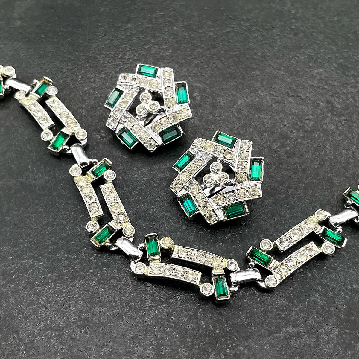 【UK買付】ヴィンテージ SARAH COV. エメラルド クリア ビジュー ブレスレット/Vintage SARAH COV. Emerald Bijou Bracelet
