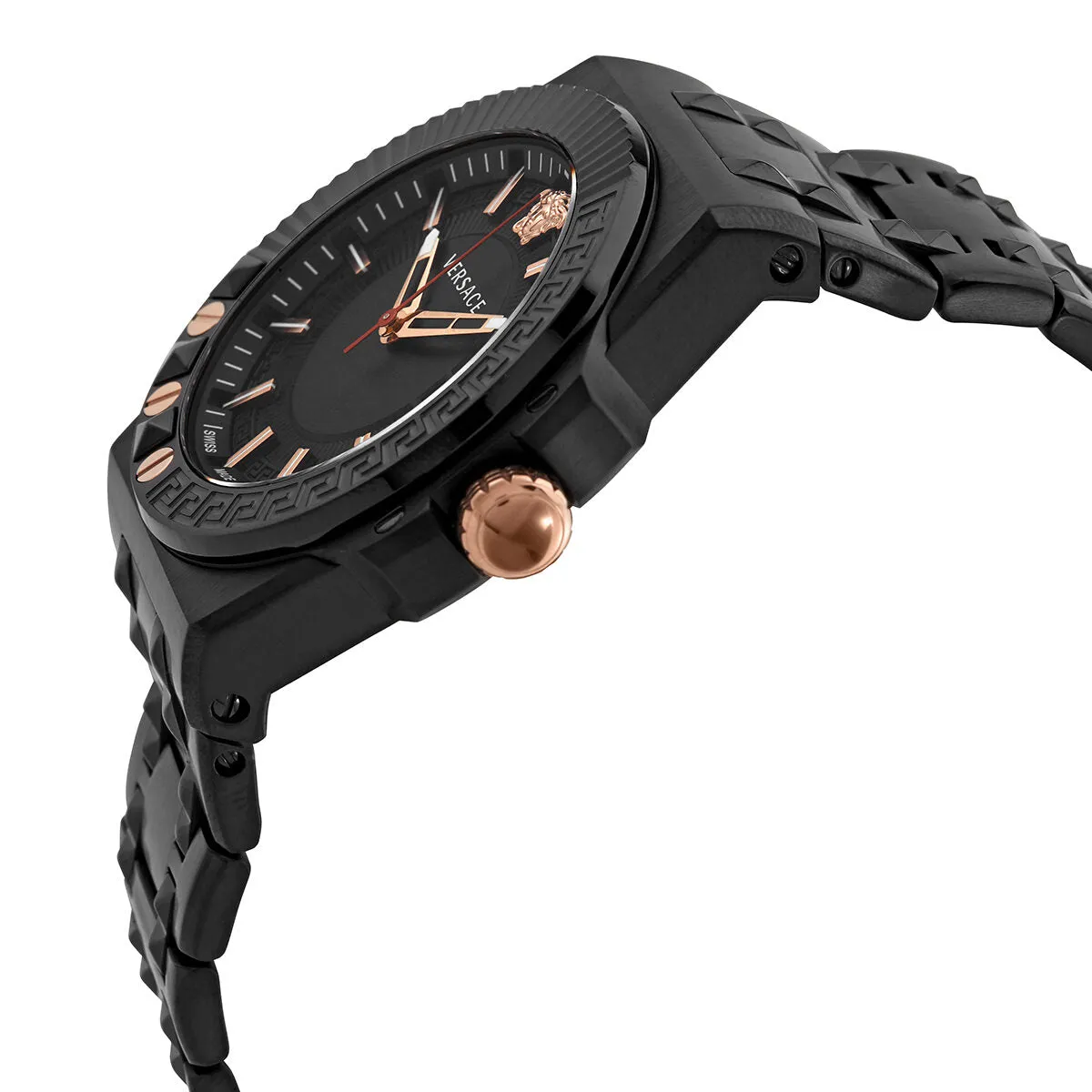 Versace Chain Reaction Quartz Black Dial Men's Watch VEDY00719