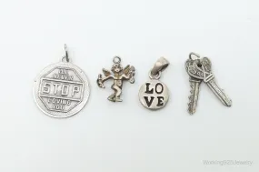 Vintage Antique Love Sterling Silver Charms Set Lot