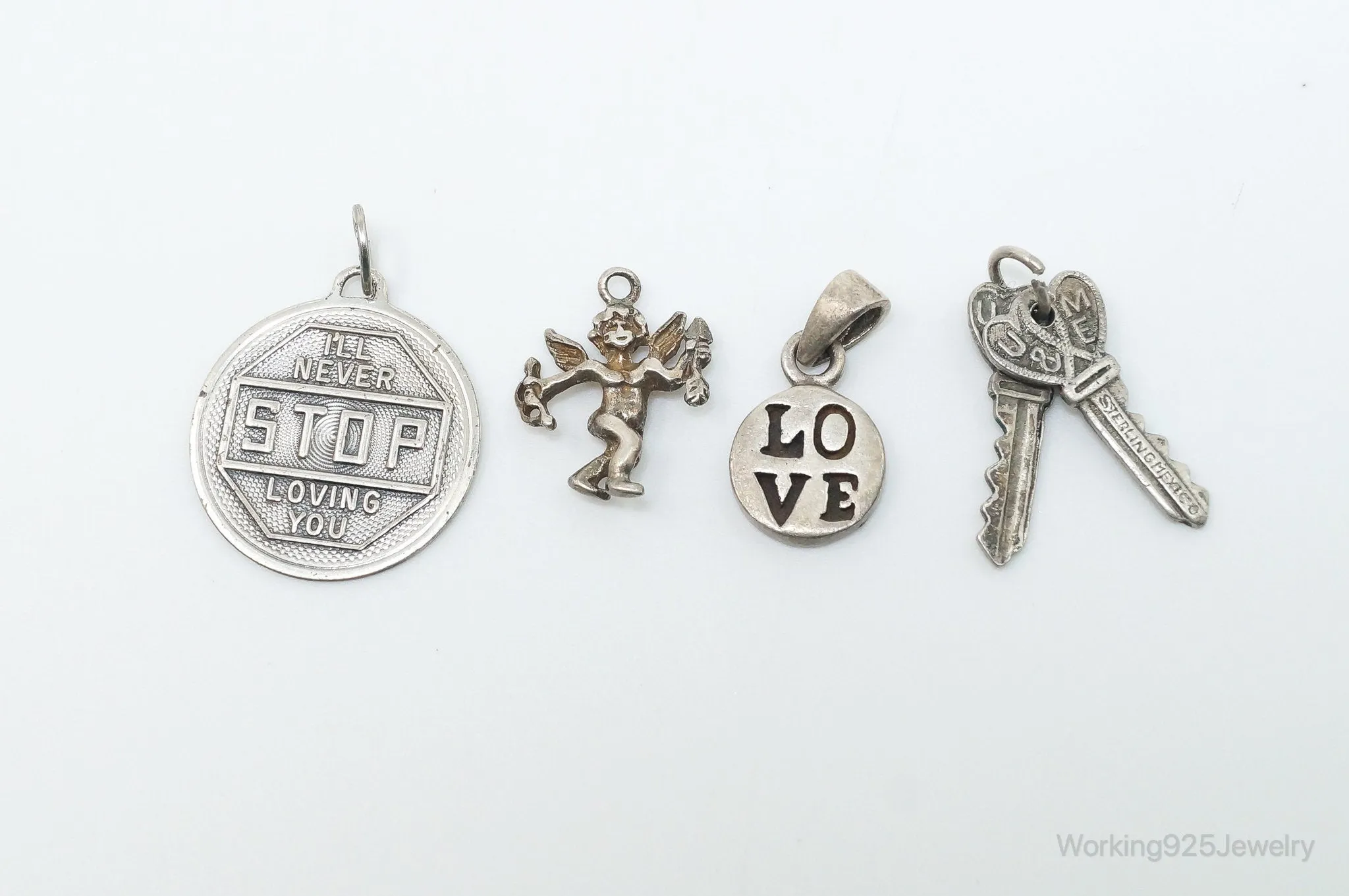 Vintage Antique Love Sterling Silver Charms Set Lot