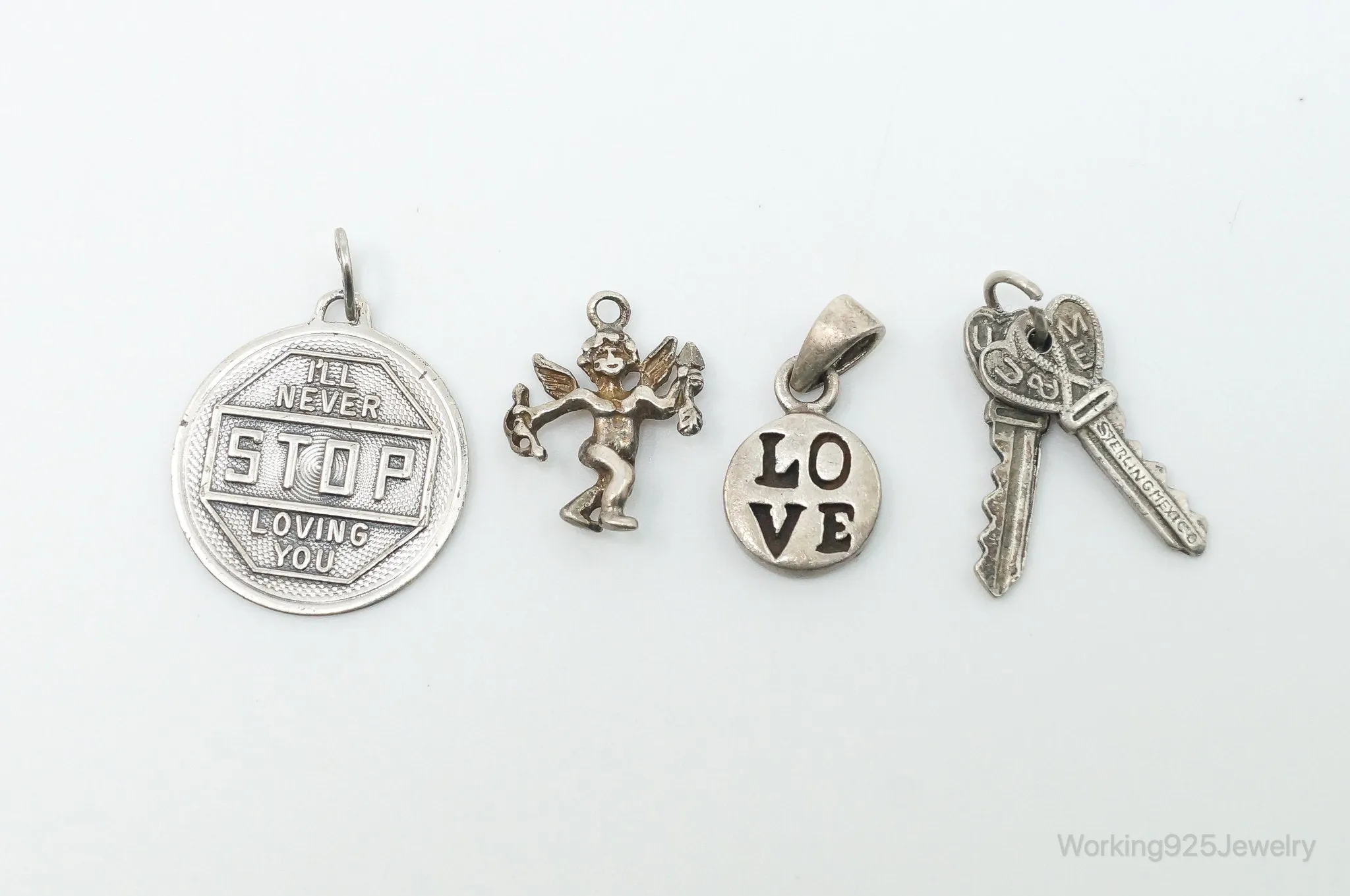 Vintage Antique Love Sterling Silver Charms Set Lot