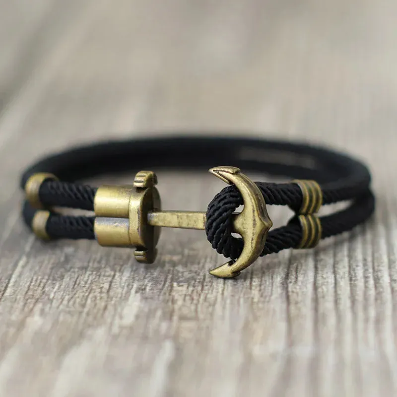 Vintage Pirate Bracelet Men Bronze Punk Braclet Outdoor Survival Braslet Gift For Him Double Safety Rope Brazalete Pulseras