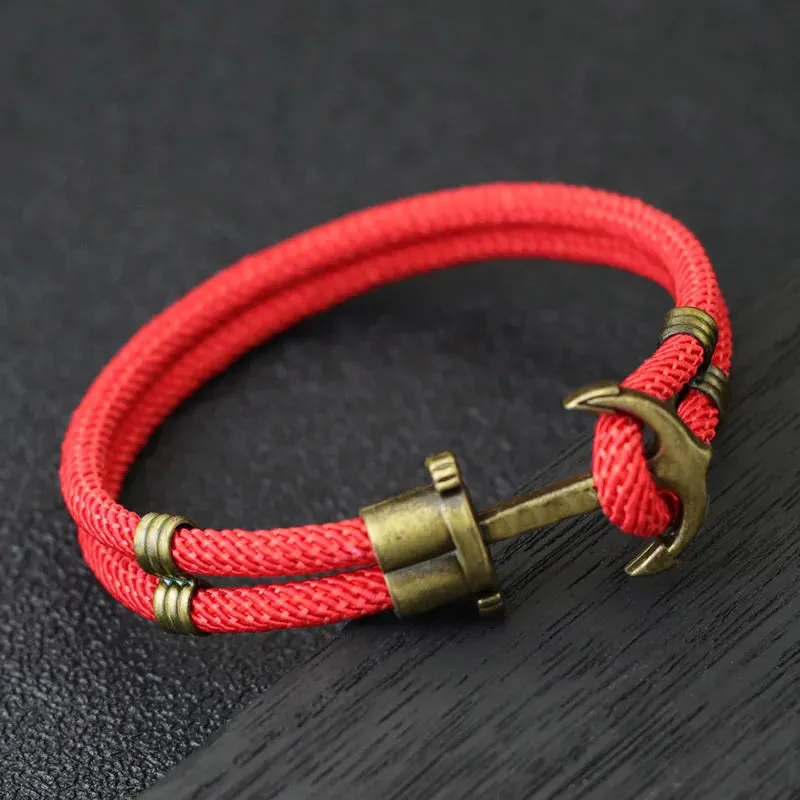 Vintage Pirate Bracelet Men Bronze Punk Braclet Outdoor Survival Braslet Gift For Him Double Safety Rope Brazalete Pulseras