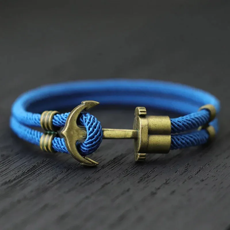 Vintage Pirate Bracelet Men Bronze Punk Braclet Outdoor Survival Braslet Gift For Him Double Safety Rope Brazalete Pulseras