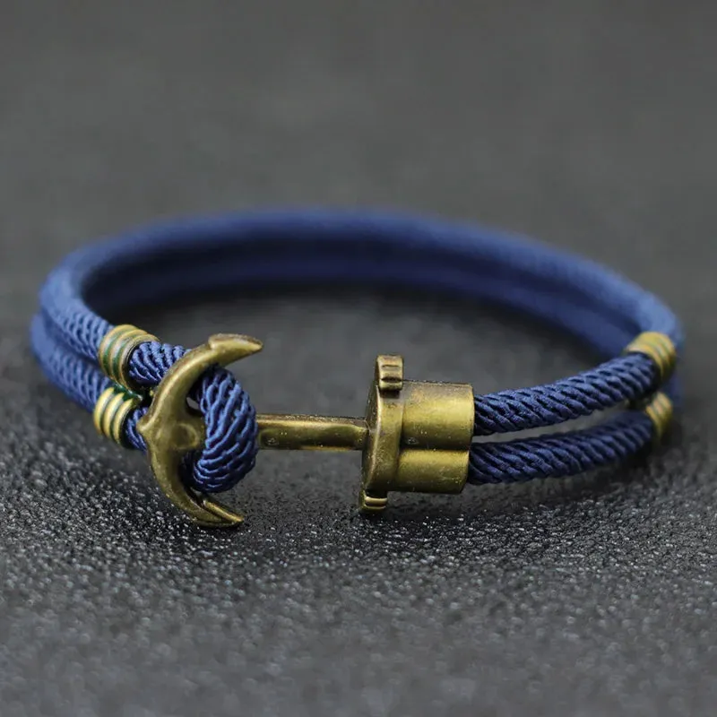 Vintage Pirate Bracelet Men Bronze Punk Braclet Outdoor Survival Braslet Gift For Him Double Safety Rope Brazalete Pulseras