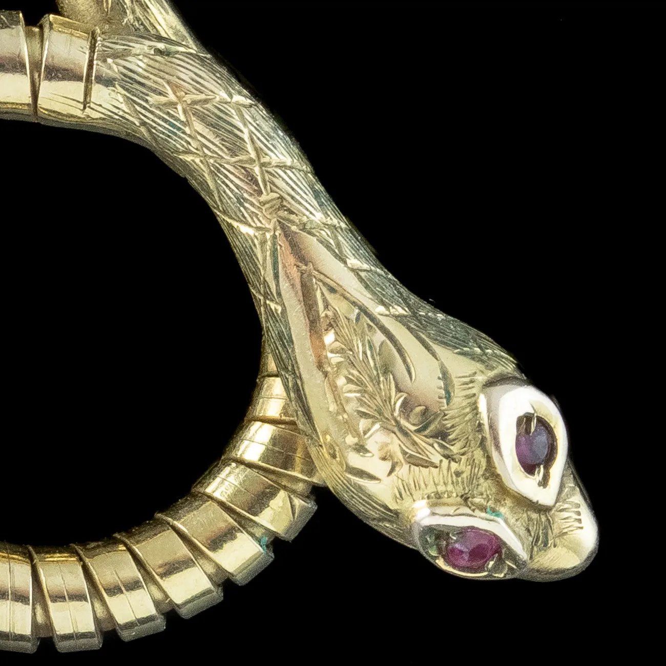 Vintage Snake Drop Earrings 9ct Gold Ruby Eyes Smith And Pepper Dated 1961