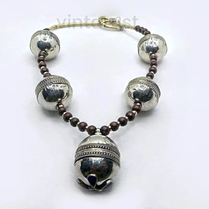 Vintage Turkmeni Bells Necklace with Wooden Beads