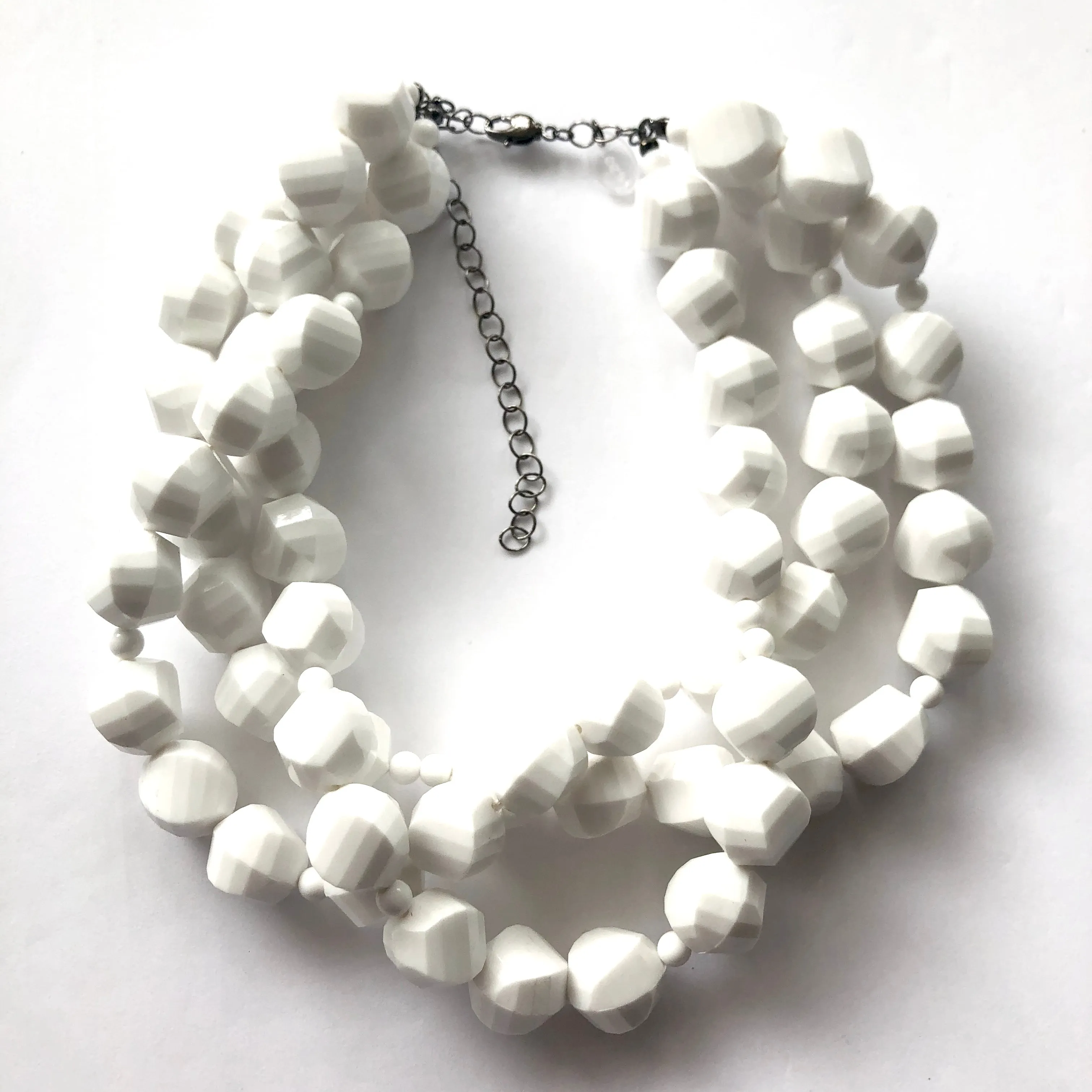 White Faceted Beaded Morgan Necklace