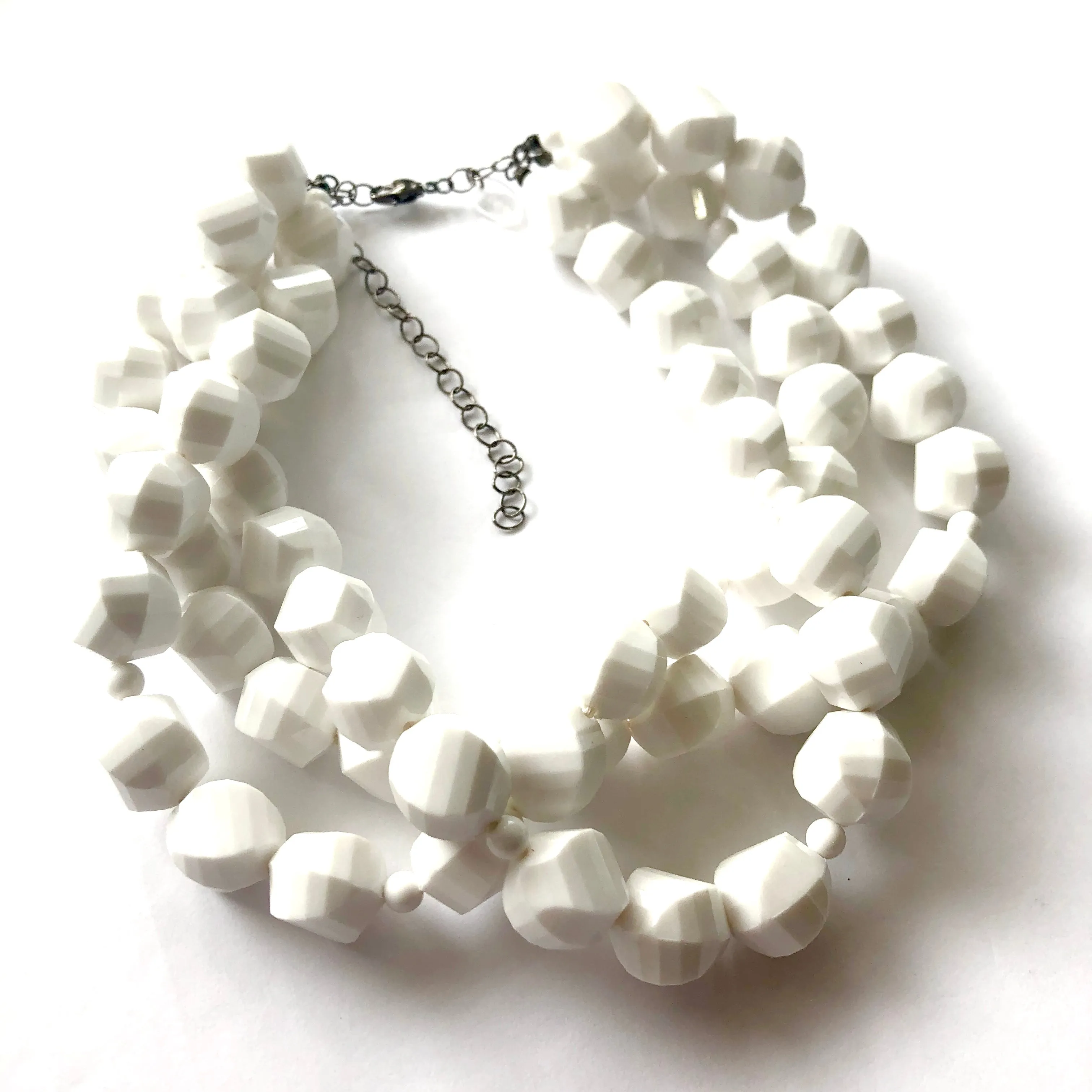 White Faceted Beaded Morgan Necklace