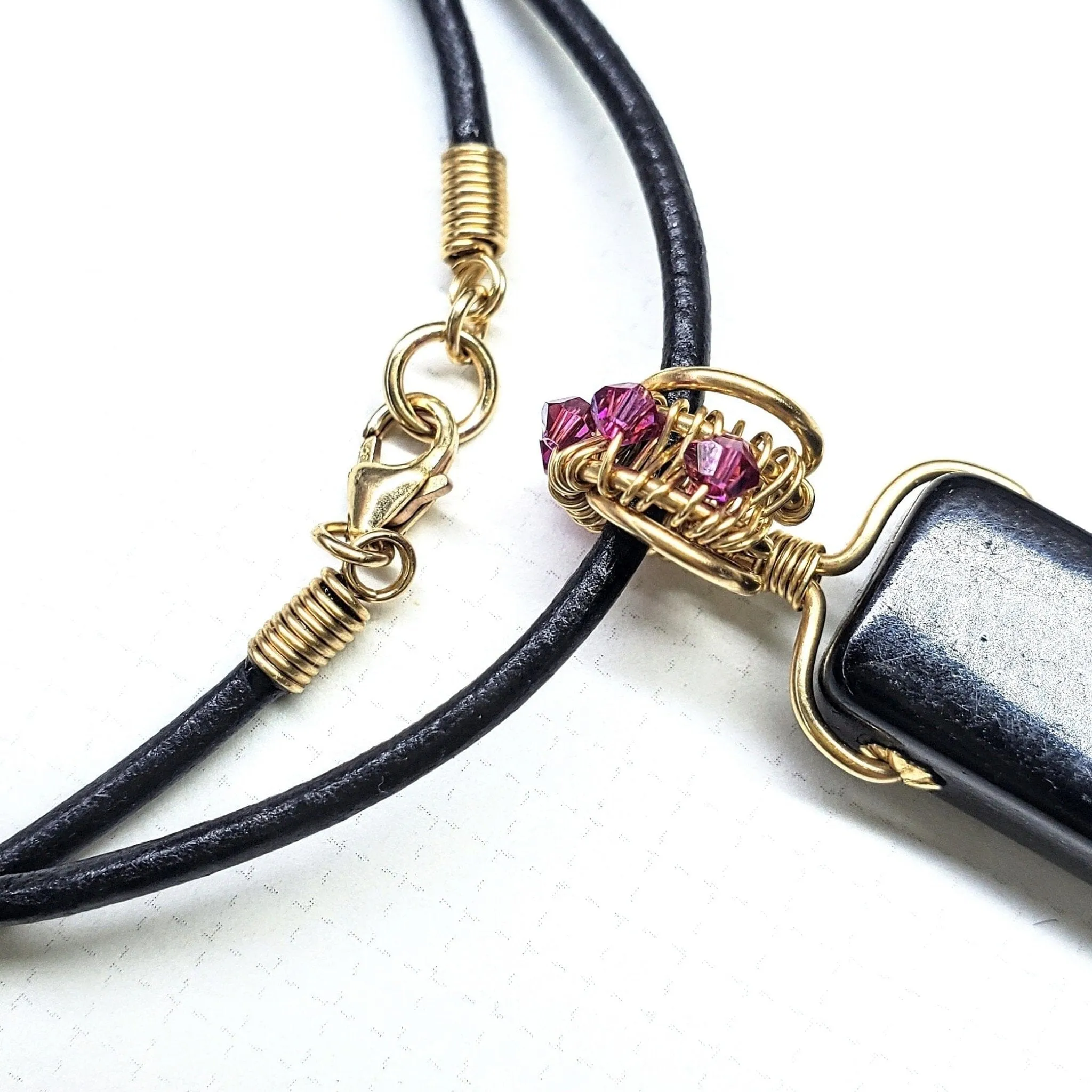 Wire Wrapped Vertical Abalone Shell Bar Necklace