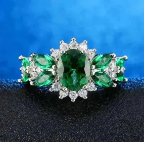 Women's Emerald Zircon Ring Bracelet