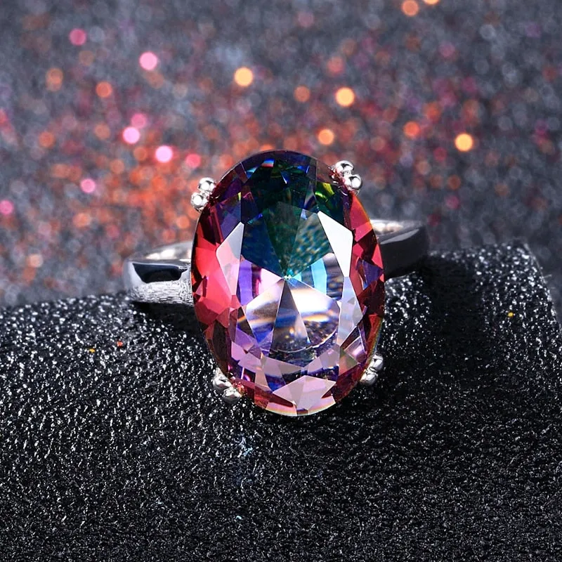 Women's Mystic Fire Rainbow Topaz Rings