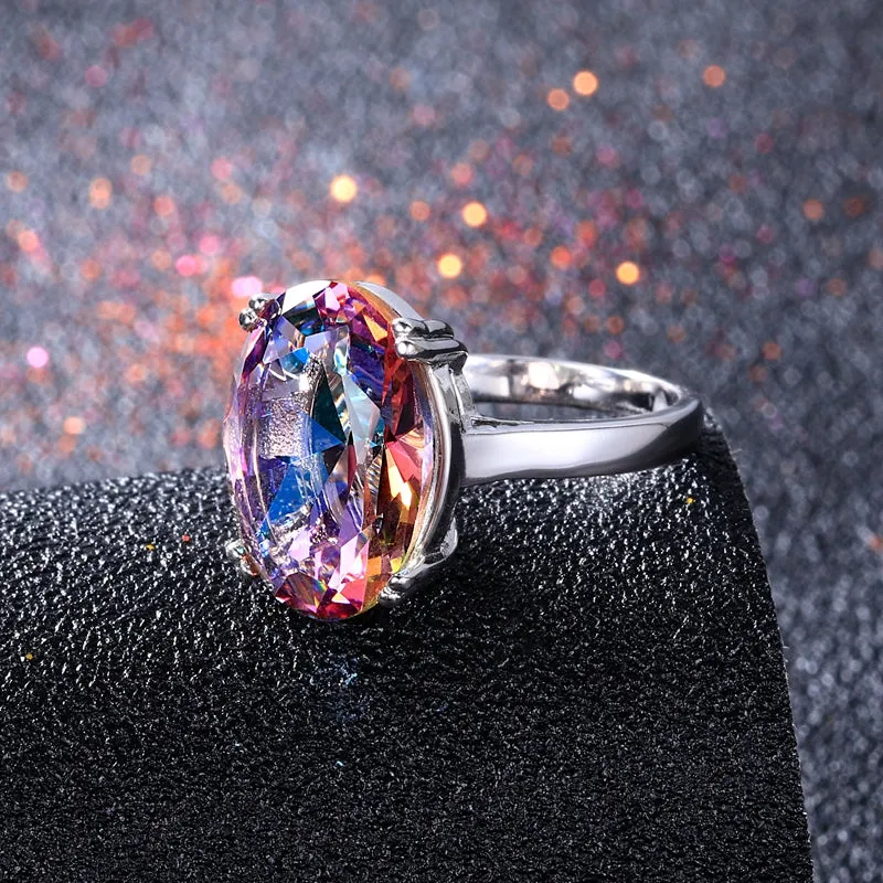 Women's Mystic Fire Rainbow Topaz Rings