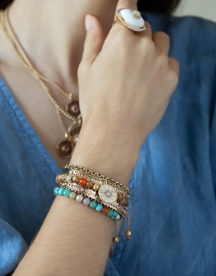 Yellow Gold Diamond and Gemstone Bead Bracelet
