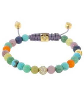 Yellow Gold Diamond and Gemstone Bead Bracelet