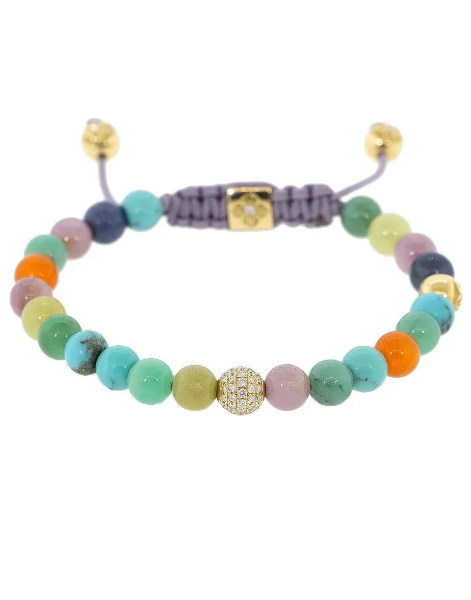 Yellow Gold Diamond and Gemstone Bead Bracelet