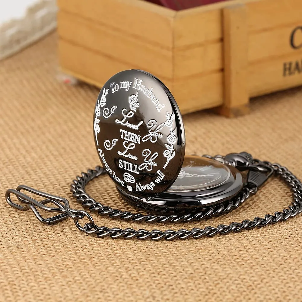 YouBella Pocket Watch Pendant with Chain for Husband Unique Memorable Gift Dual Purpose Stainless Steel Clock for Men