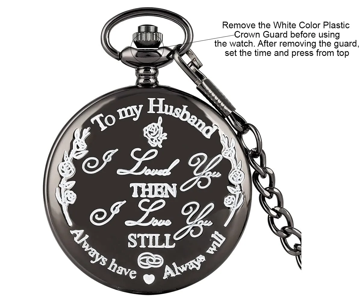 YouBella Pocket Watch Pendant with Chain for Husband Unique Memorable Gift Dual Purpose Stainless Steel Clock for Men