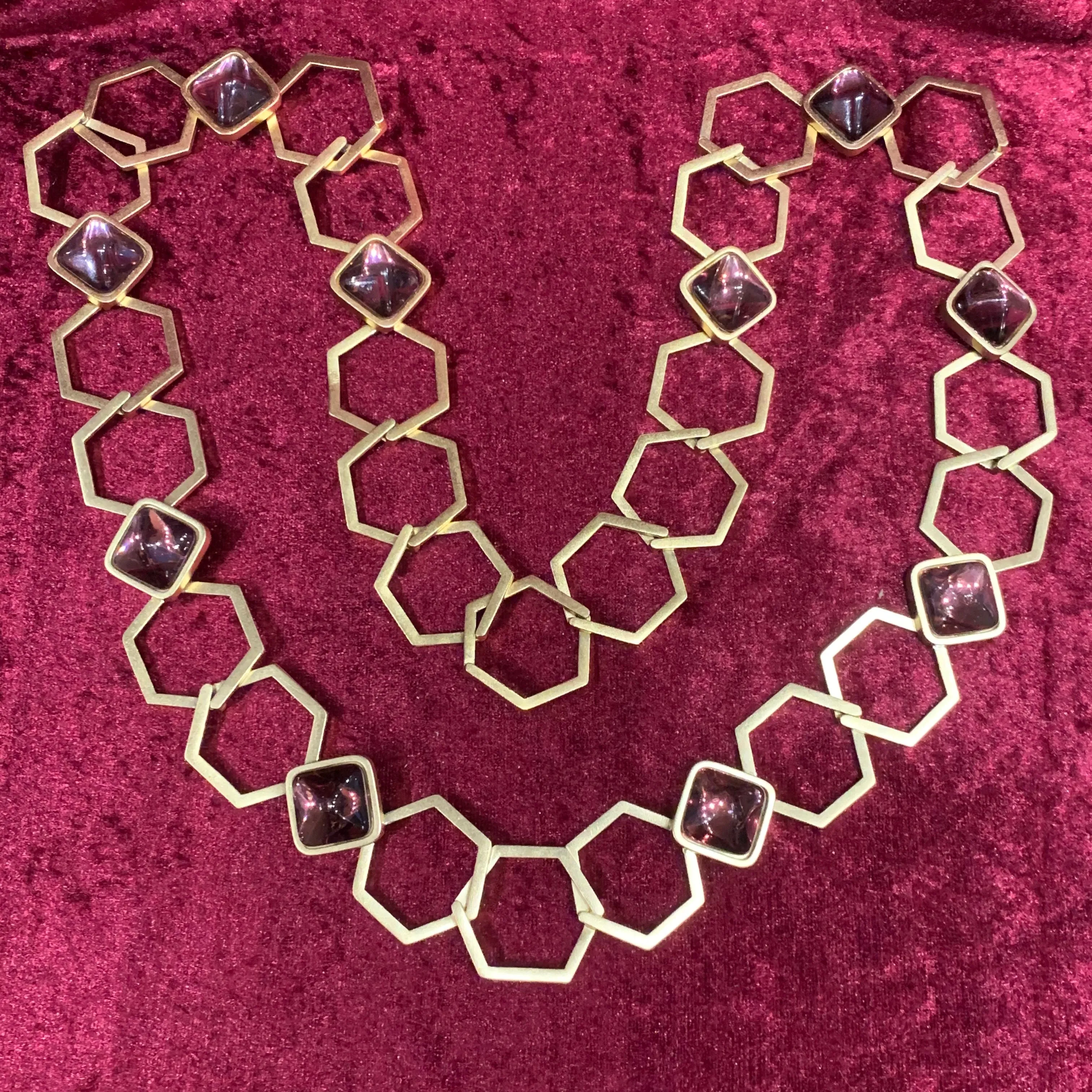 Yves Saint Laurent Long purple chain necklace