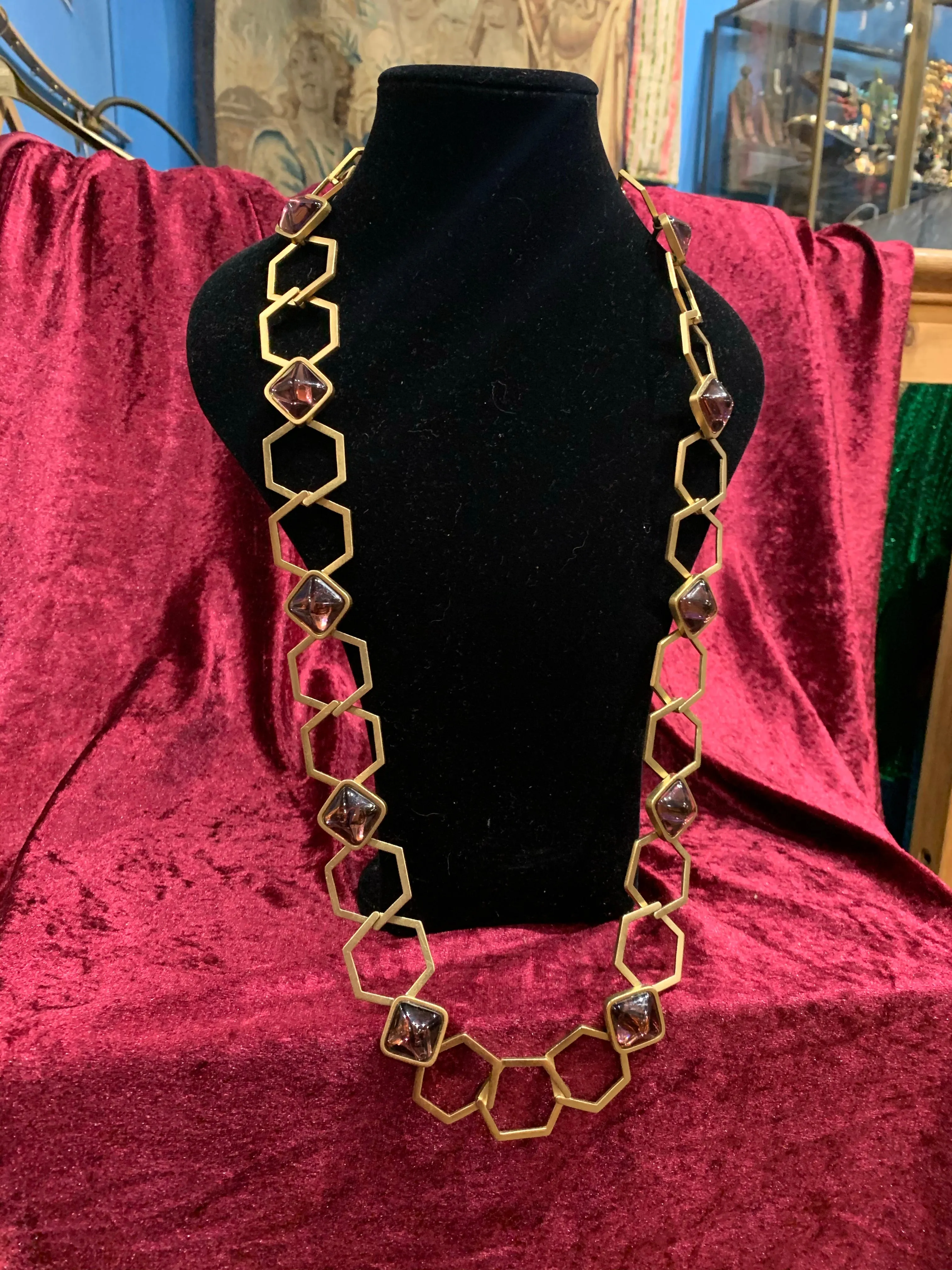 Yves Saint Laurent Long purple chain necklace