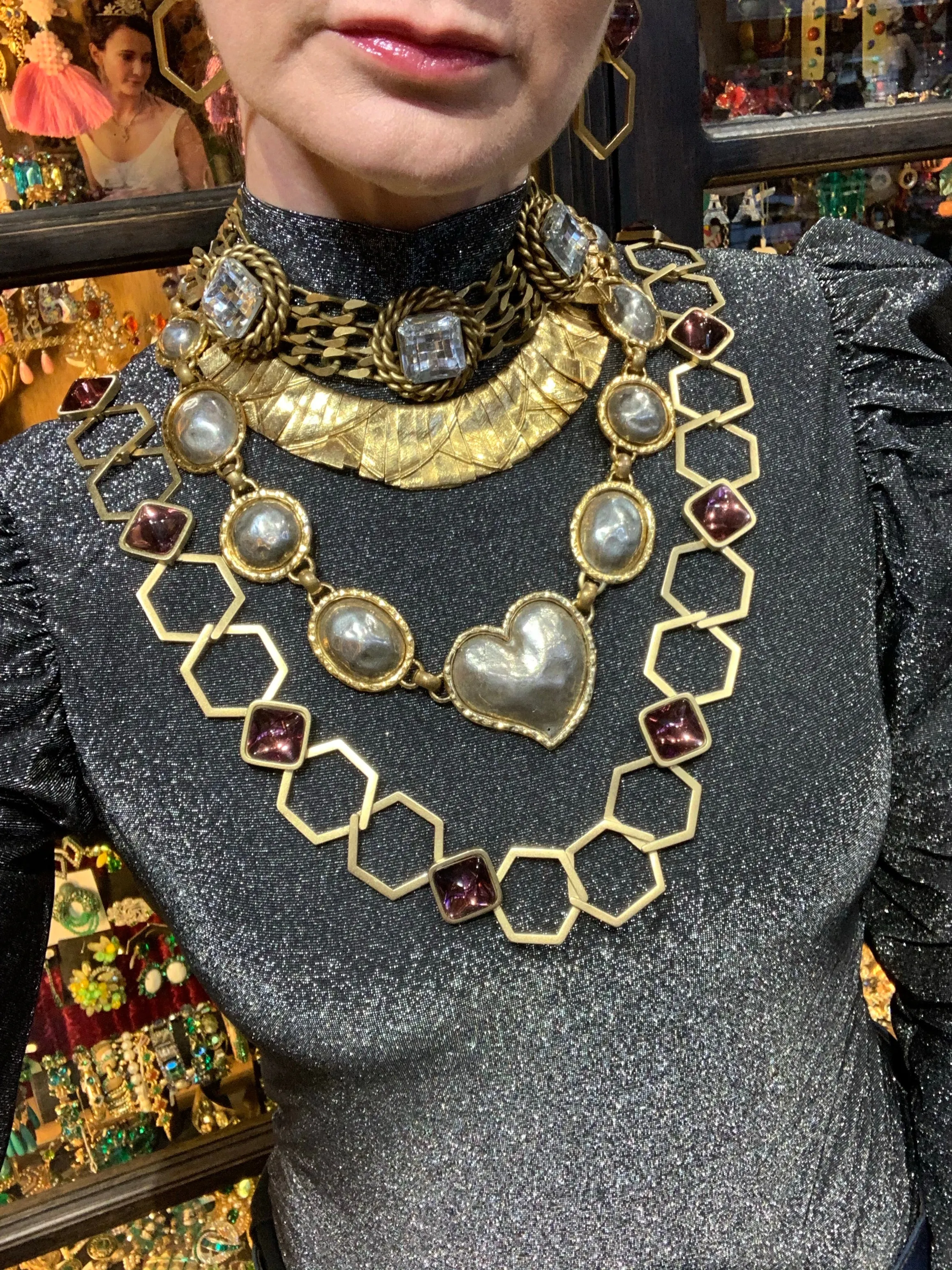 Yves Saint Laurent Long purple chain necklace