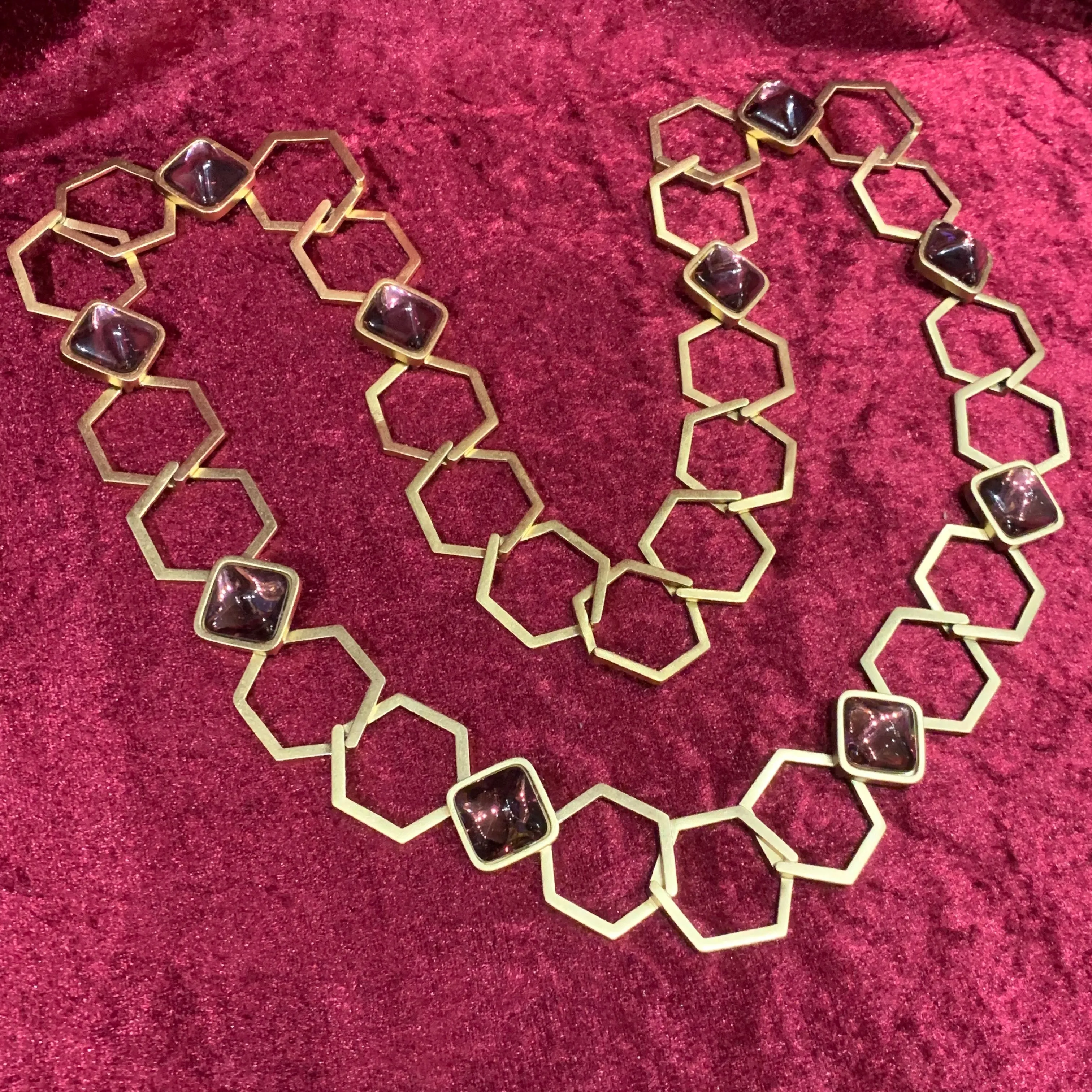 Yves Saint Laurent Long purple chain necklace